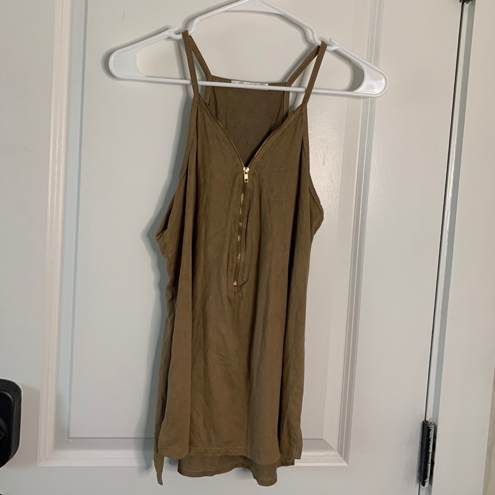 Papaya Zippered Tank Top